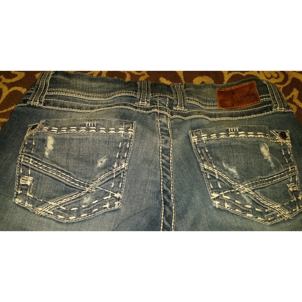 BKE Denim Buckle STELLA Cropped Jeans Capris Thick Stitch‎ Flap Pockets Sz 26